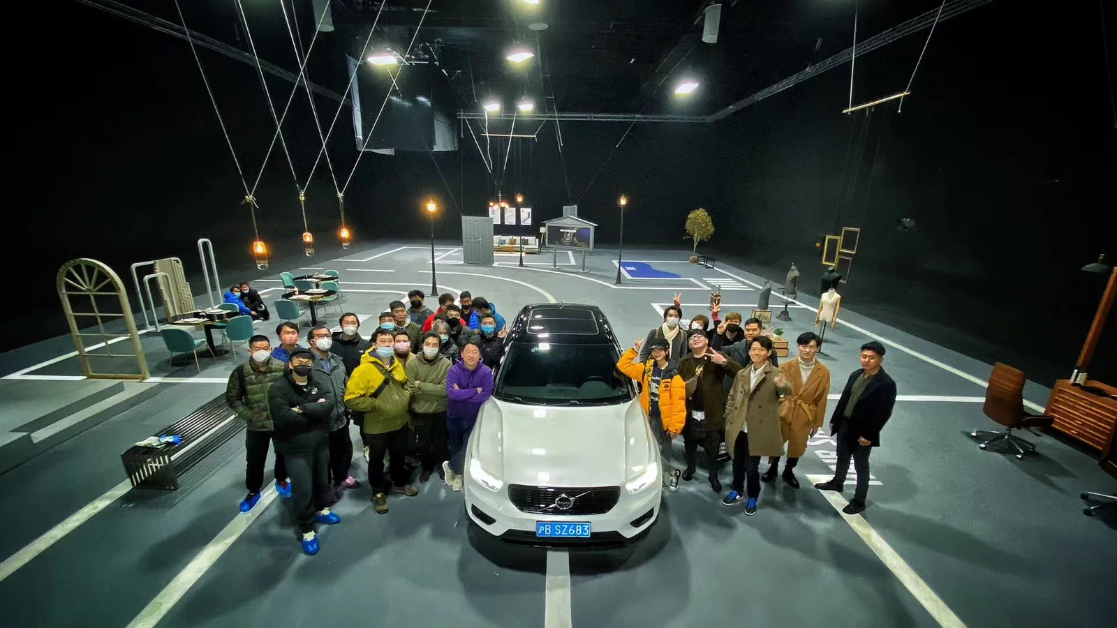 Liu Chu-Ying with the Volvo commercial production team in a Shanghai studio